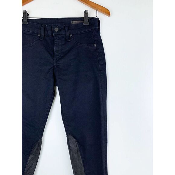 rag & bone Leather Panel Skinny Jodhpur Equestrian Jeans Jeggings 25 Midnight - Picture 2 of 6